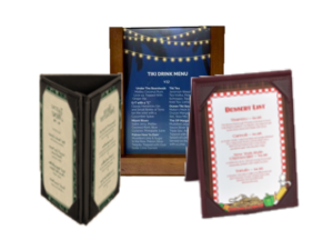 Table Stands, Table Tents and A-Frames<br>Wood, Leatherette & Cafe Style image
