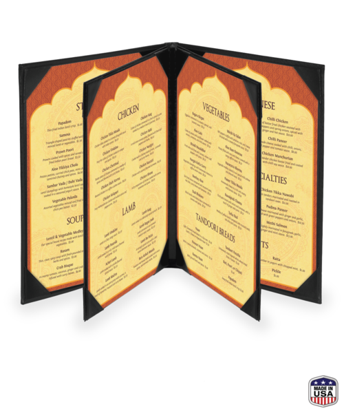 Quad Booklet Faux Ostrich Menu Covers