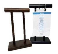 Image SALE! 50% OFF<br> Wood Double Post T-Bar Ring Flip Stands - Golden Oak and Ebony<br>In Stock